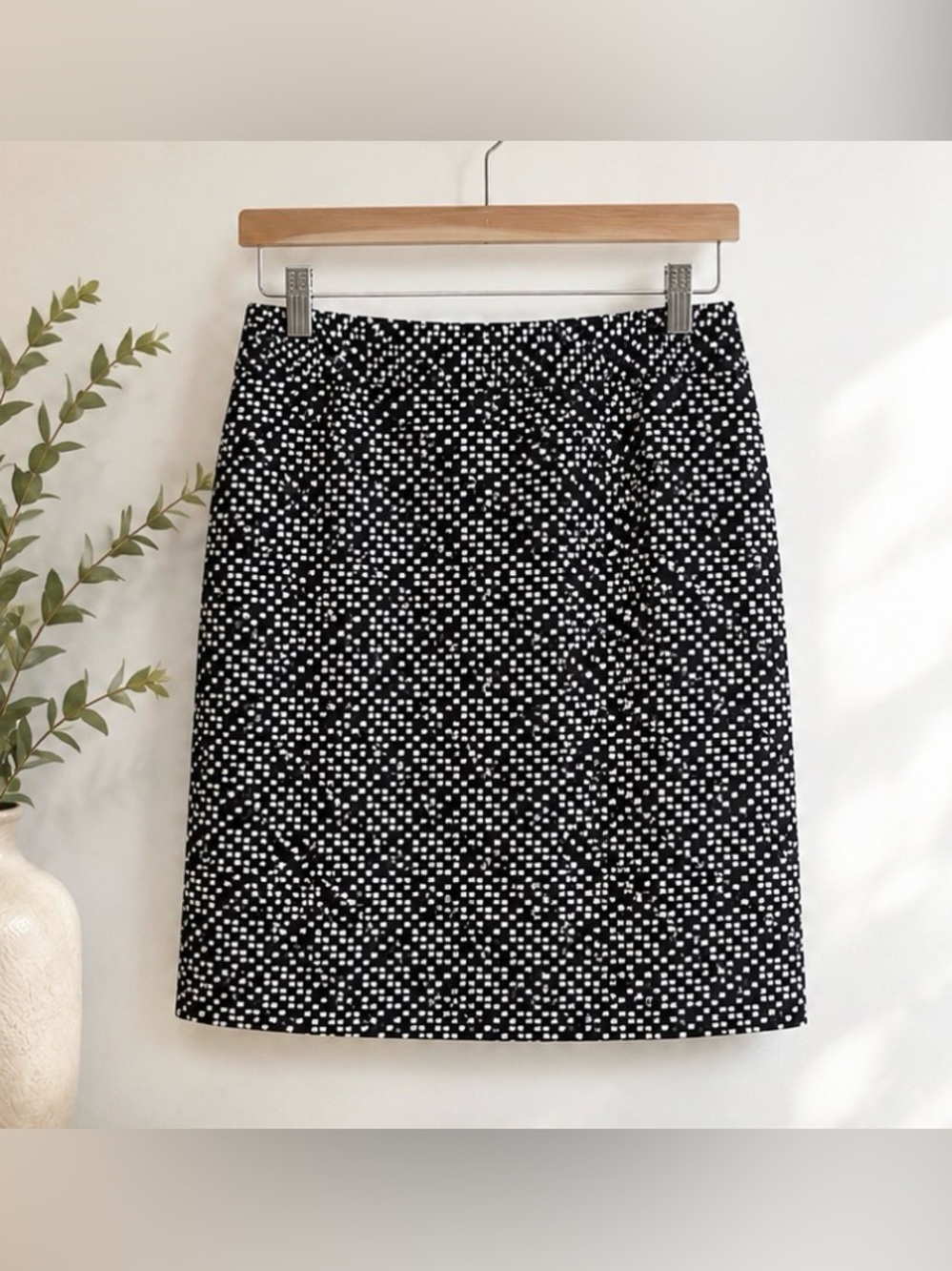 Ann Taylor Black and White Dot Pencil Skirt